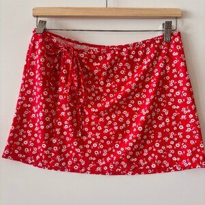 Pacsun floral red skirt with white flowers for women size S